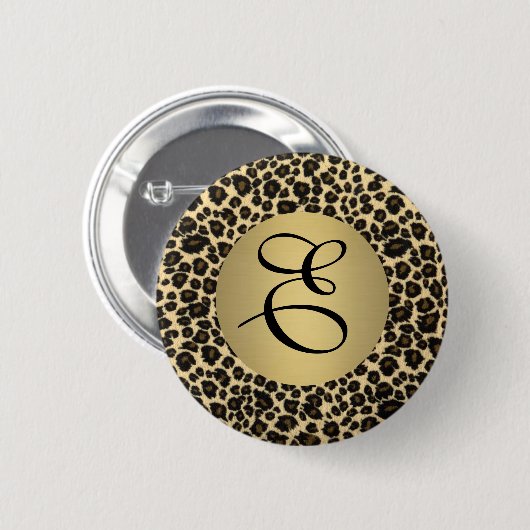 Leopard Print Monogram Ronde Button 5,7 Cm (Voorkant /achterkant)