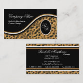 Leopard Print Monogram S Visitekaartjes ~ Black (Voorkant / Achterkant)