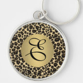 Leopard Print Monogram Sleutelhanger (Voorkant)