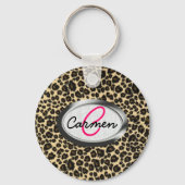 Leopard Print Monogram Sleutelhanger (Voorkant)