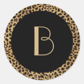 Leopard Print Monogram Sticker (Voorkant)