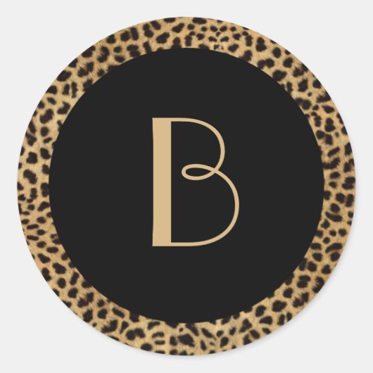 Leopard Print Monogram Sticker (Voorkant)