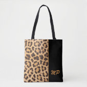 Leopard Print Monogram Stijlvol gepersonaliseerd Tote Bag (Voorkant)