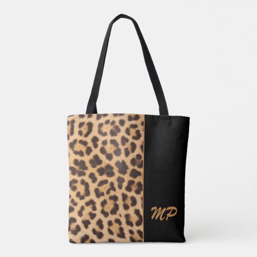 Leopard Print Monogram Stijlvol gepersonaliseerd Tote Bag (Achterkant)