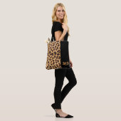 Leopard Print Monogram Stijlvol gepersonaliseerd Tote Bag (Op model)