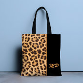 Leopard Print Monogram Stijlvol gepersonaliseerd Tote Bag