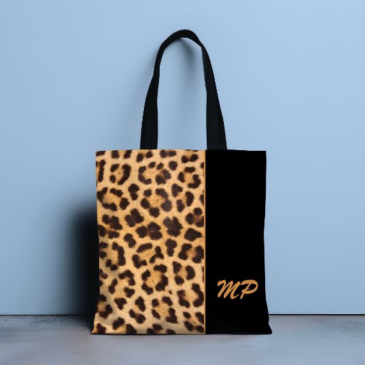 Leopard Print Monogram Stijlvol gepersonaliseerd Tote Bag