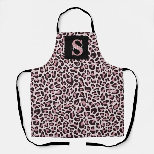 Leopard Print Monogram Trendy Roos Gold Schort (Voorkant)