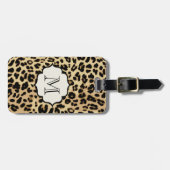 Leopard Print Monogrammed Enkele Initiaal Bagagelabel (Voorkant horizontaal)