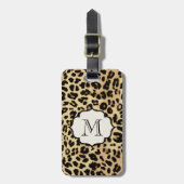 Leopard Print Monogrammed Enkele Initiaal Bagagelabel (Voorkant verticaal)