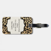 Leopard Print Monogrammed Enkele Initiaal Bagagelabel (Achterkant horizontaal)