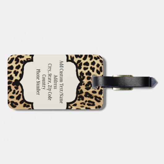 Leopard Print Monogrammed Enkele Initiaal Bagagelabel (Achterkant horizontaal)