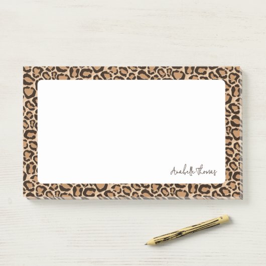 Leopard Print Monogrammed Post-it® Notes (Op bureau)
