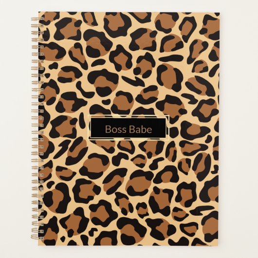 Leopard Print Naadloze Patroon Aangepaste Naam Planner (Voorkant)
