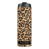 Leopard Print Naadloze Patroon Aangepaste Naam Thermosbeker (Voorkant)