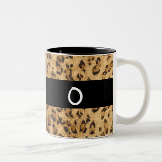 Leopard Print O monogram initiaal Coffee Mok Cup (Rechts)