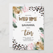 Leopard Print Oerwoud Safari 10e verjaardagsfeest Kaart (Voorkant)