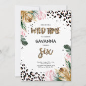 Leopard Print Oerwoud Safari 6e Verjaardagsfeest Kaart (Voorkant)