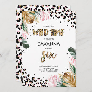 Leopard Print Oerwoud Safari 6e Verjaardagsfeest Kaart