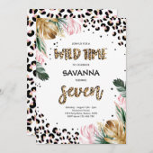 Leopard Print Oerwoud Safari 7e verjaardagsfeestje Kaart (Voorkant / Achterkant)