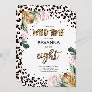 Leopard Print Oerwoud Safari 8e verjaardag Kaart