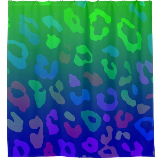 Leopard Print Ombre Blues Douchegordijn (Voorkant)
