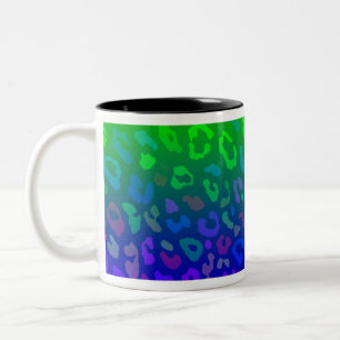 Leopard Print Ombre Blues Tweekleurige Koffiemok