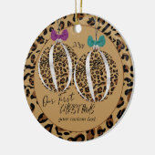 Leopard print onze eerste kerstfoto keramisch ornament (Links)