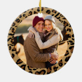 Leopard print onze eerste kerstfoto keramisch ornament (Achterkant)