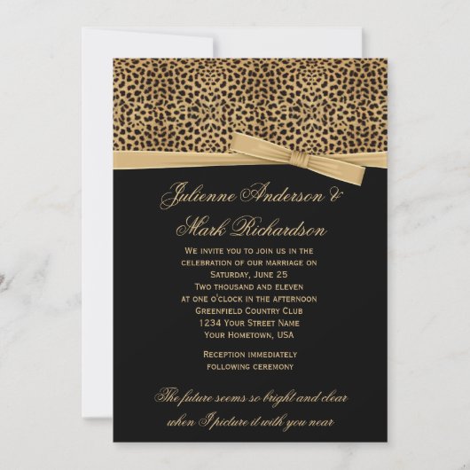 Leopard Print op Black Weddenschap Kaart (Voorkant)