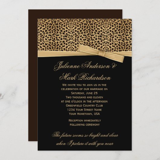 Leopard Print op Black Weddenschap Kaart (Voorkant / Achterkant)