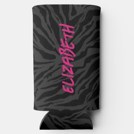 Leopard Print op houtskool Seltzer Blikjeskoeler (Achterkant)