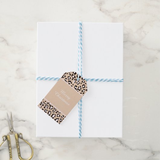 Leopard Print op Kraft Holiday Gift Label Cadeaulabel (Met Touw)