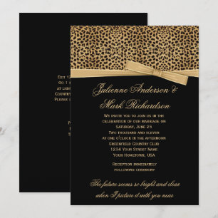 Leopard print op zwarte bruiloft uitnodiging