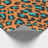 Leopard Print Orange, Black, Aqua Cadeaupapier (Hoek)