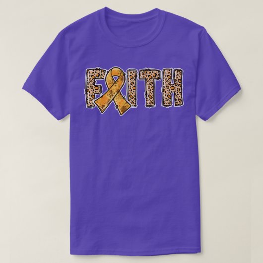 Leopard Print Orange Ribbon FAITH ADHD Awareness P T-shirt (Design voorkant)