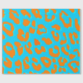 Leopard Print Oranje Blue Cadeaupapier (Vlak)