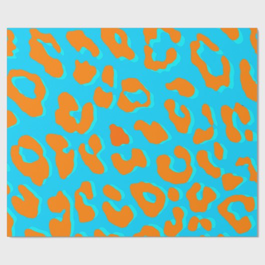 Leopard Print Oranje Blue Cadeaupapier (Vlak)