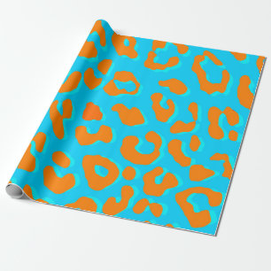 Leopard Print Oranje Blue Cadeaupapier