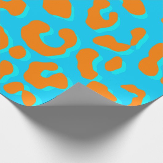 Leopard Print Oranje Blue Cadeaupapier (Hoek)