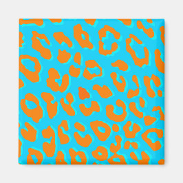 Leopard Print Oranje Blue Magneet