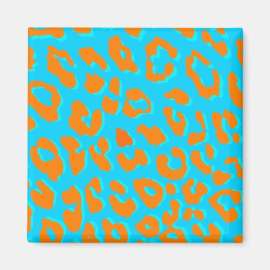 Leopard Print Oranje Blue Magneet (Voorkant)