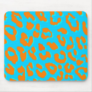 Leopard Print Oranje Blue Muismat