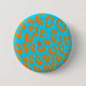 Leopard Print Oranje Blue Ronde Button 5,7 Cm (Voorkant)