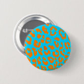 Leopard Print Oranje Blue Ronde Button 5,7 Cm (Voorkant /achterkant)