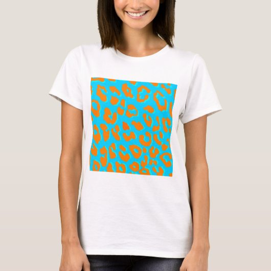 Leopard Print Oranje Blue T-shirt (Voorkant)