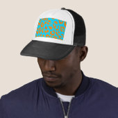 Leopard Print Oranje Blue Trucker Pet (In situ)