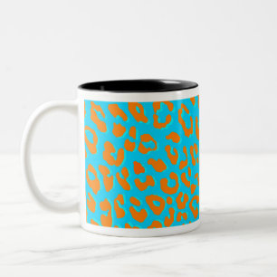 Leopard Print Oranje Blue Tweekleurige Koffiemok