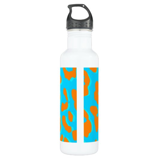 Leopard Print Oranje Blue Waterfles (Achterkant)