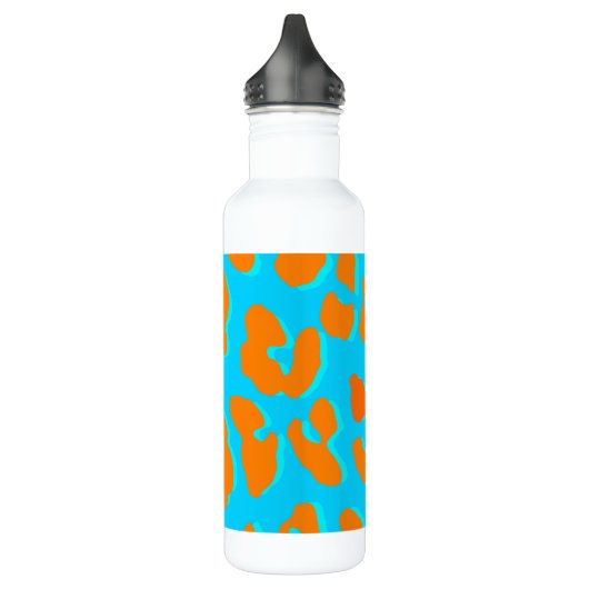 Leopard Print Oranje Blue Waterfles (Links)